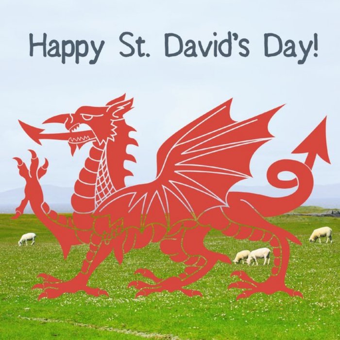 Happy St Davids Day Red Dragon Card