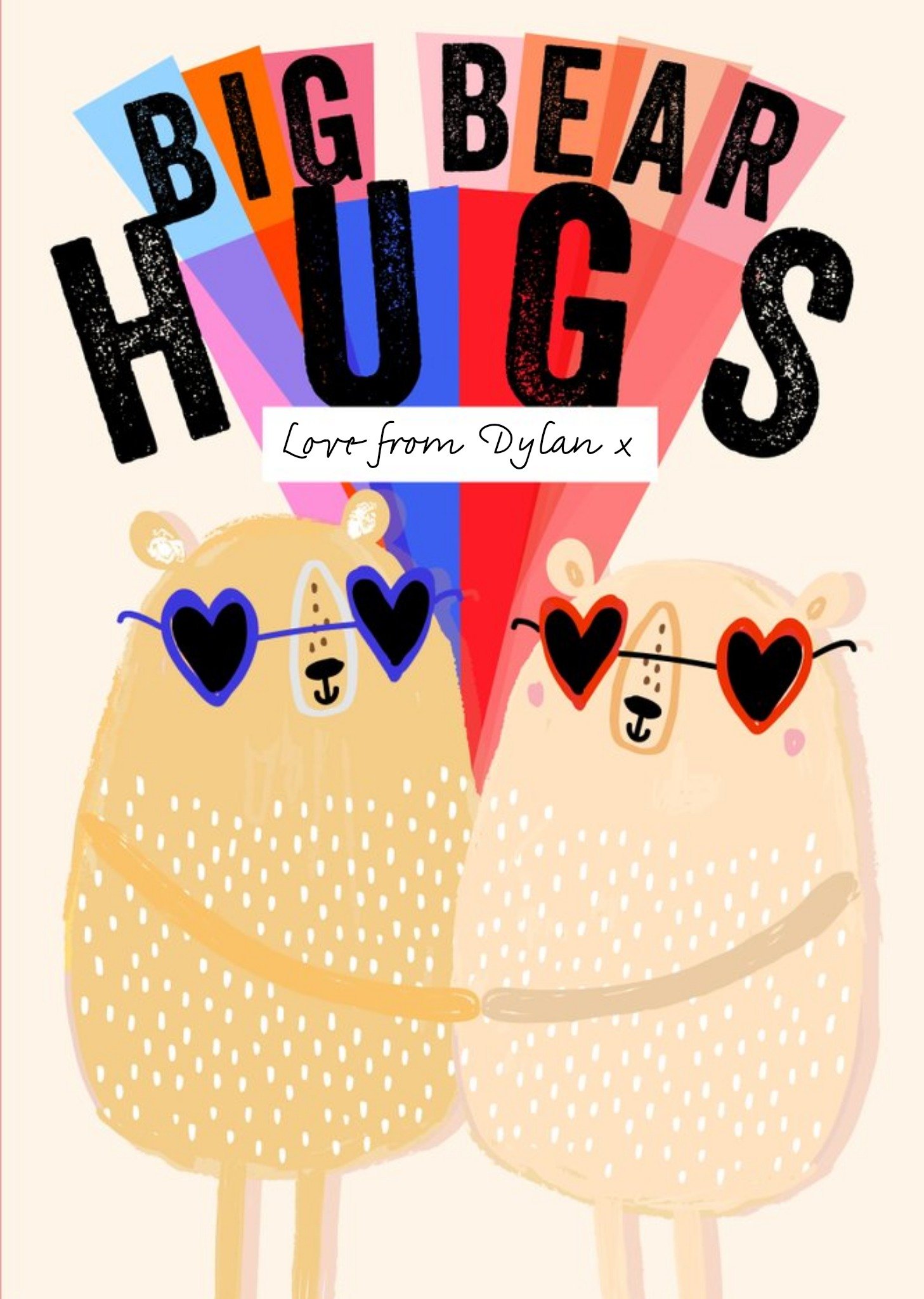 Big Bear Hugs Personalised Card Ecard