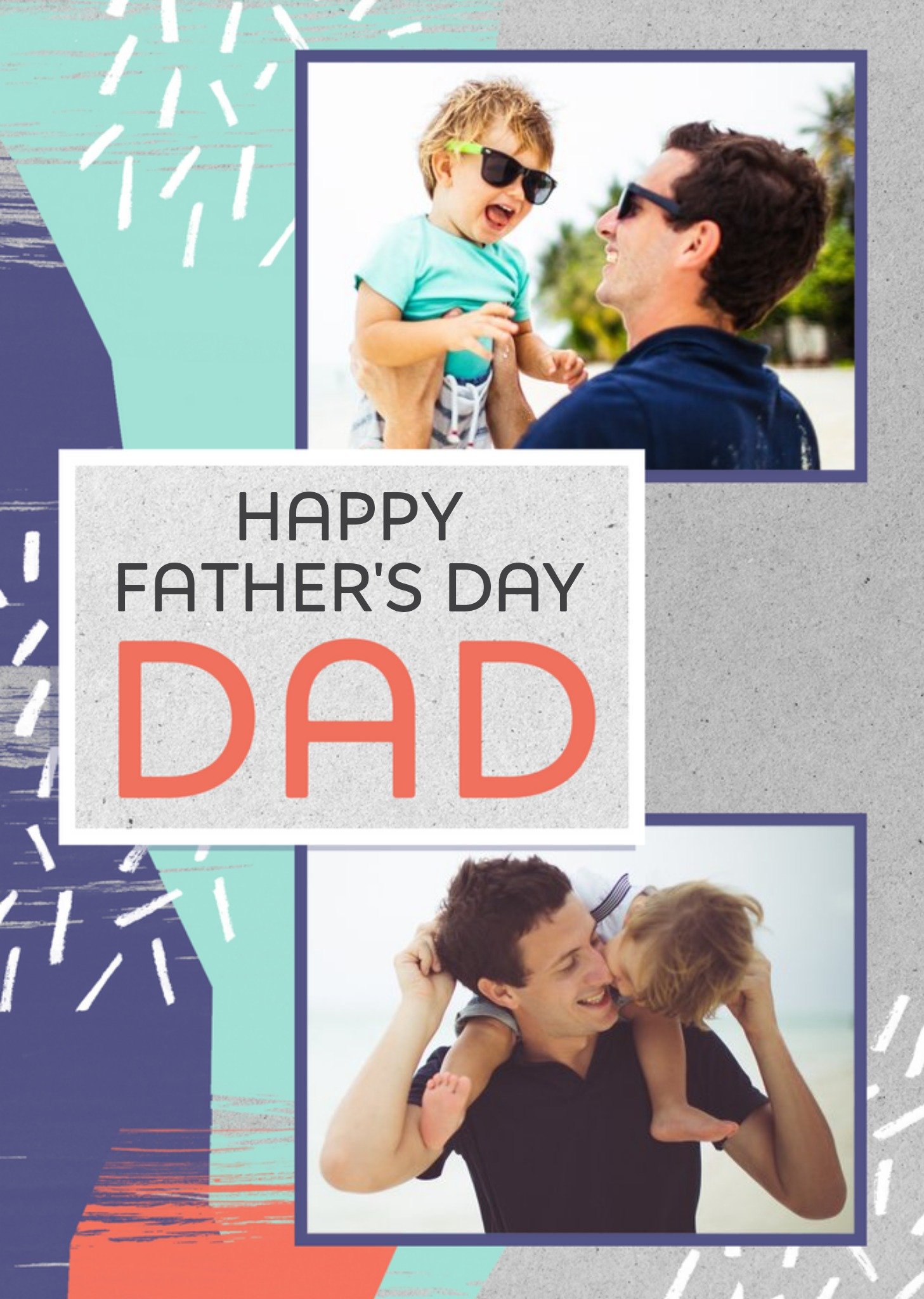 Moonpig Colourful Happy Fathers Day Multi-Photo Card, Large