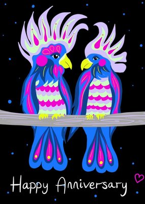 Vibrant Cockatoo Illustration Anniversary Card