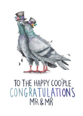 Pigeon Pun Mr And Mr Congratulations Wedding Card