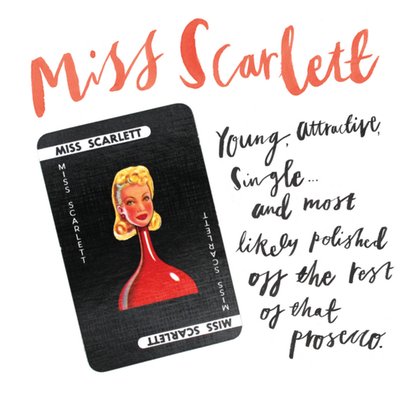 Cluedo Birthday Card - Mrs Scarlett Young, Attractive, Single