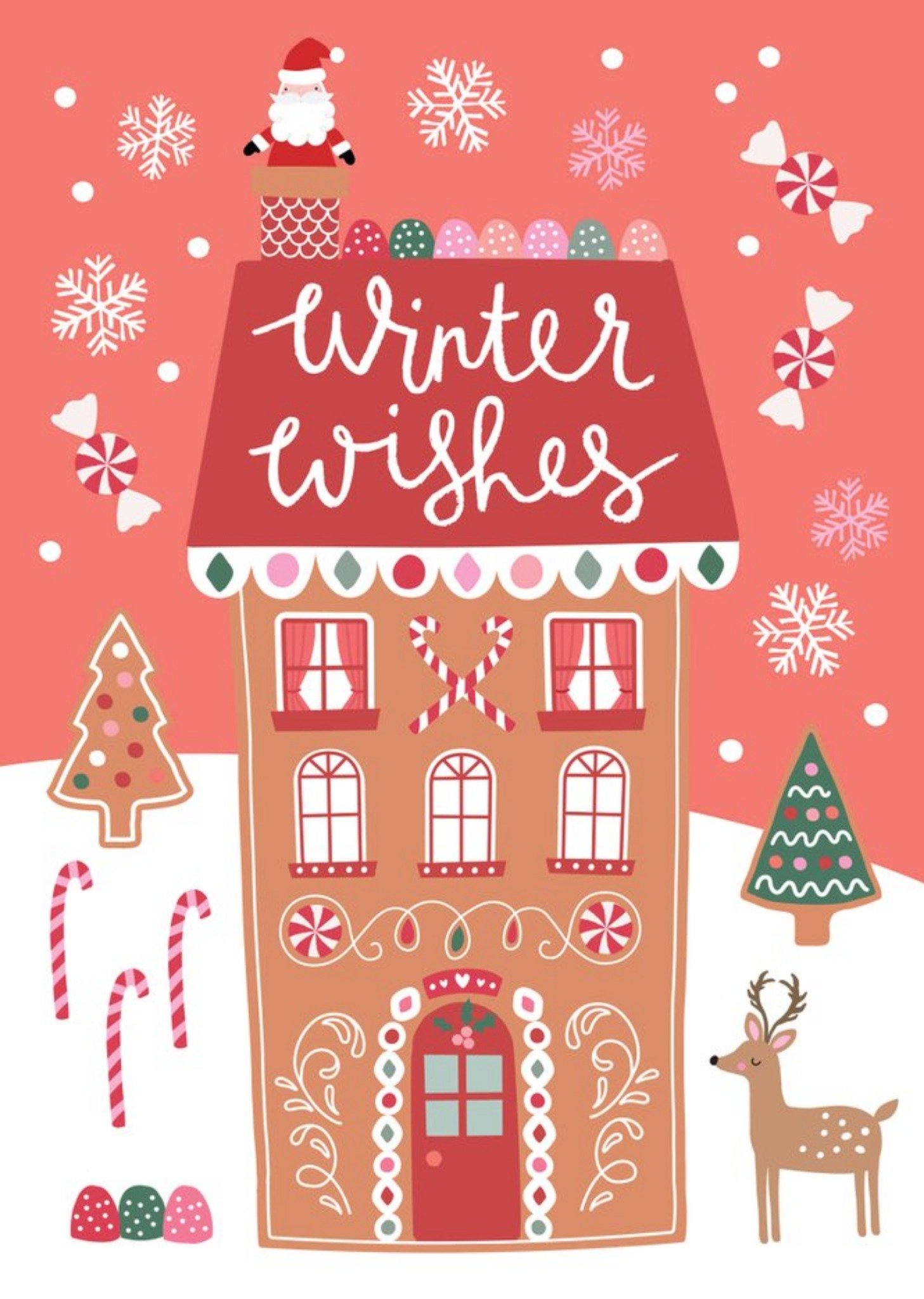 Gingerbread House Christmas Scene Winter Wishes Christmas Card Ecard