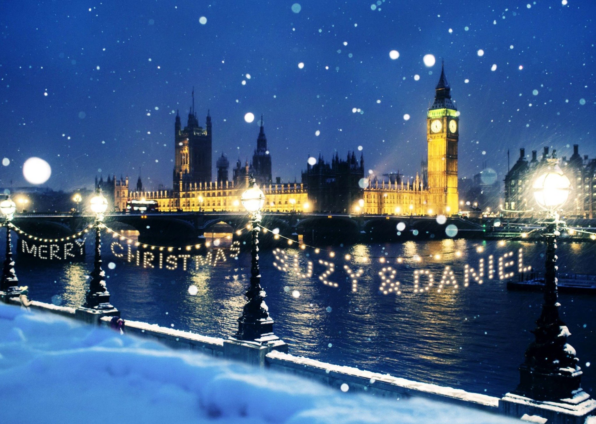 Personalised London Christmas Card - Houses Of Parliament