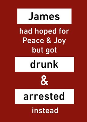 Personalised Drunk And Arrested Christmas Card