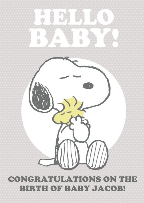 Peanuts Hello Baby Personalised  New Baby Card