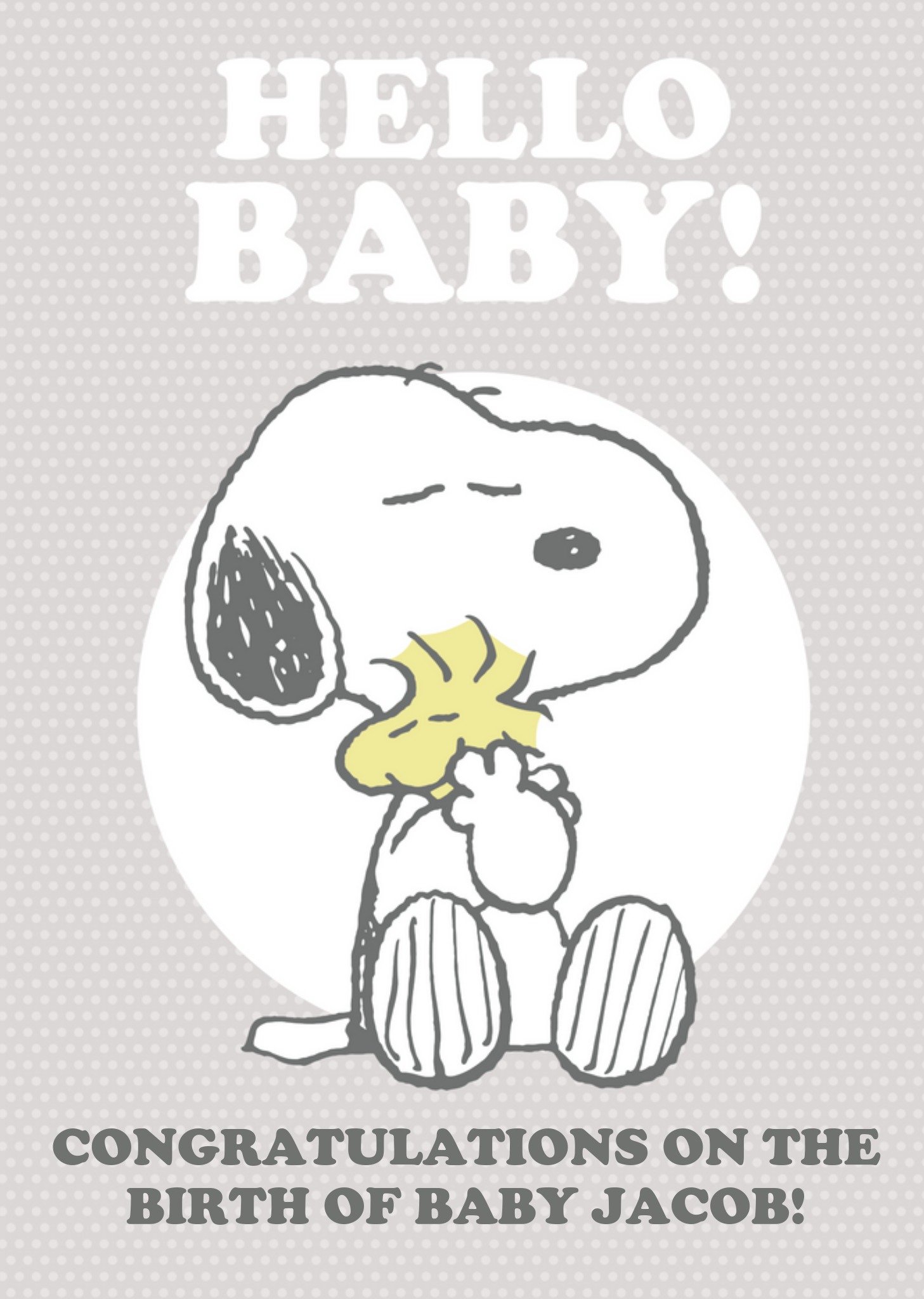 Peanuts Hello Baby Personalised New Baby Card Ecard