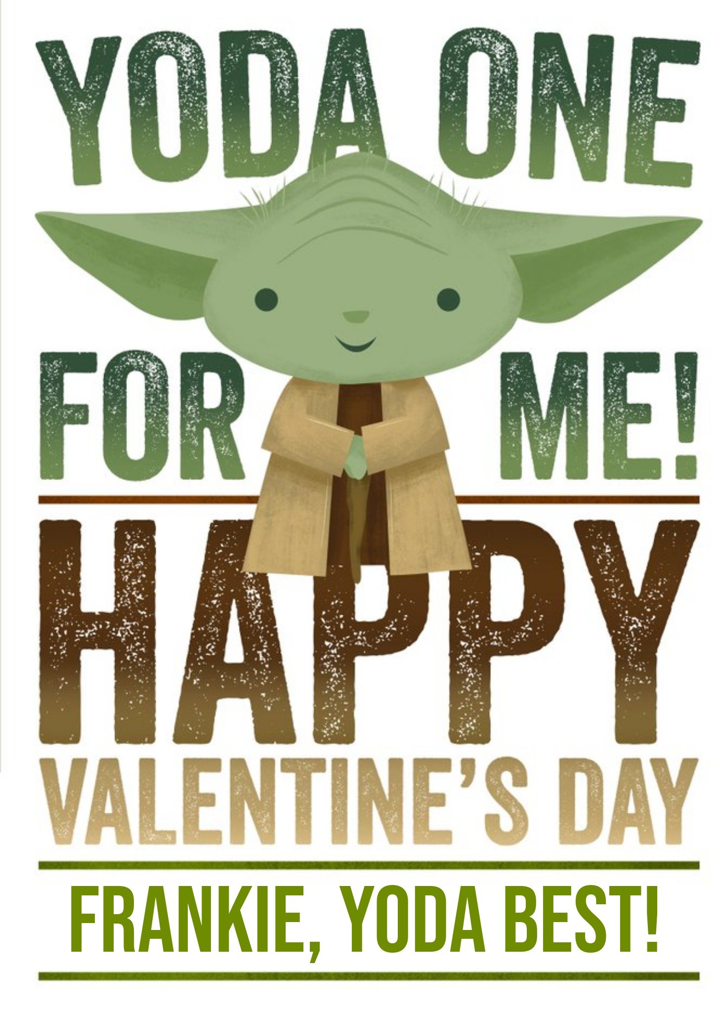 Star Wars Yoda One For Me Valentine's Day Card Ecard