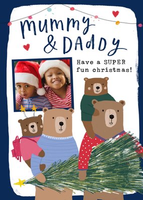 Super Fun Christmas Mummy And Daddy Photo Upload Card