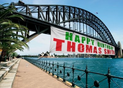 Sydney Harbour Bridge With Large Banner Personalised Happy Birthday Card