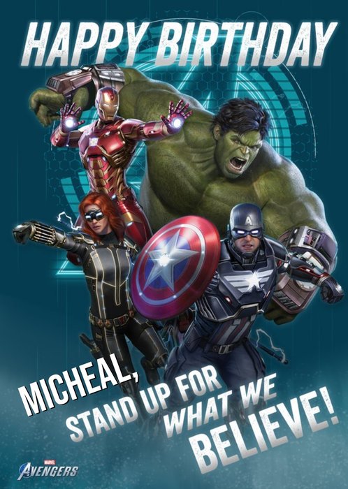 Avengers Gamerverse Stand Up For What We Believe Birthday Card