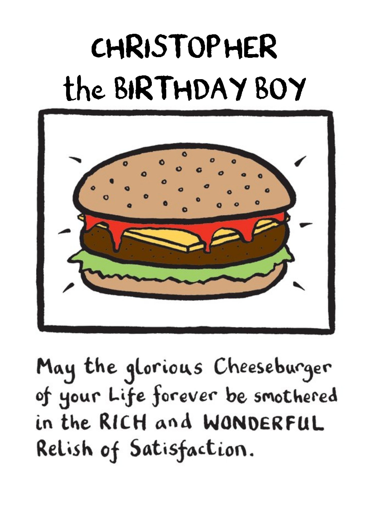 Moonpig The Glorious Cheeseburger Personalised Birthday Boy Card, Large