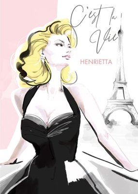 C'est La Vie Paris Fashion Illustration Birthday Card