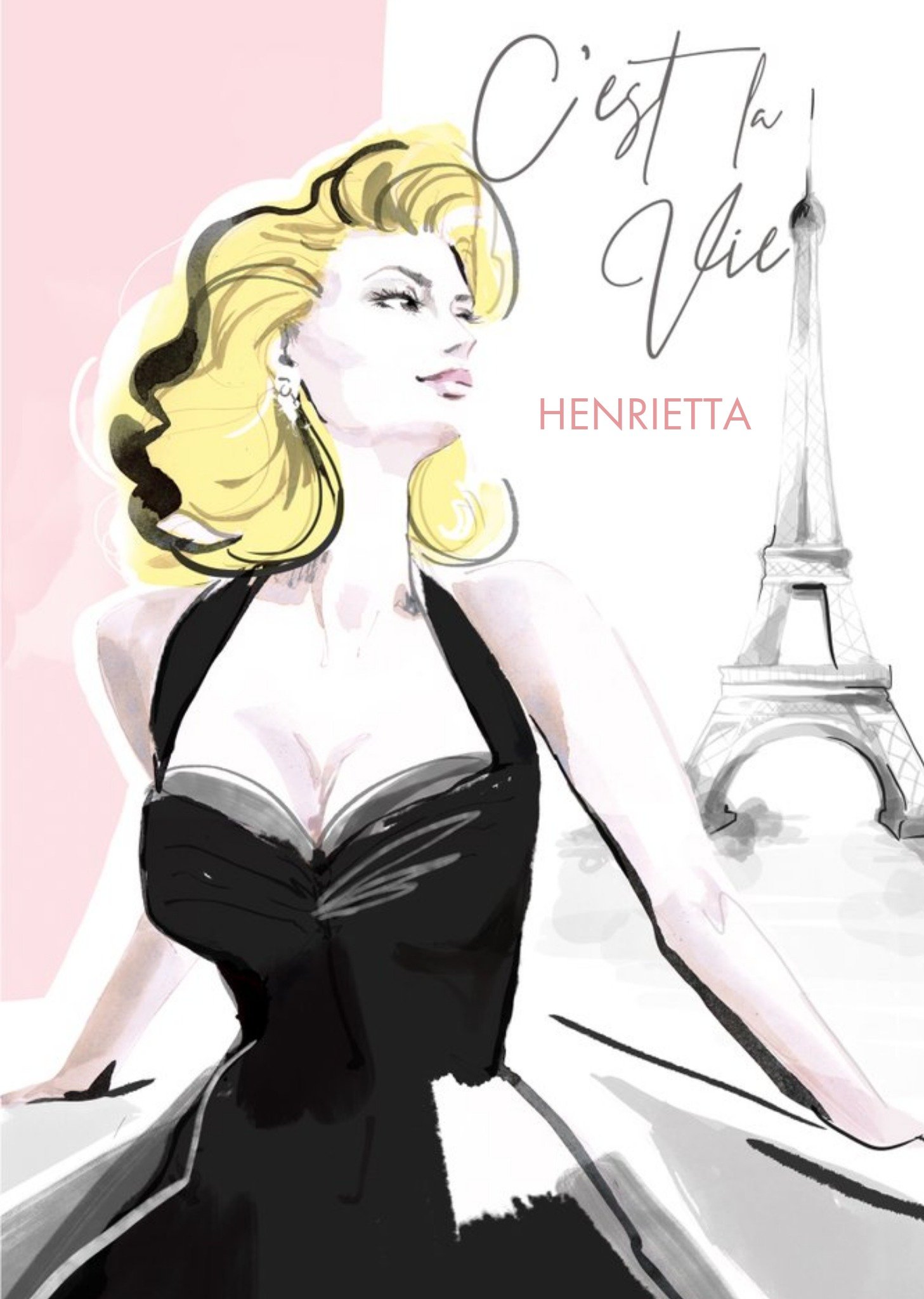 C'est La Vie Paris Fashion Illustration Birthday Card