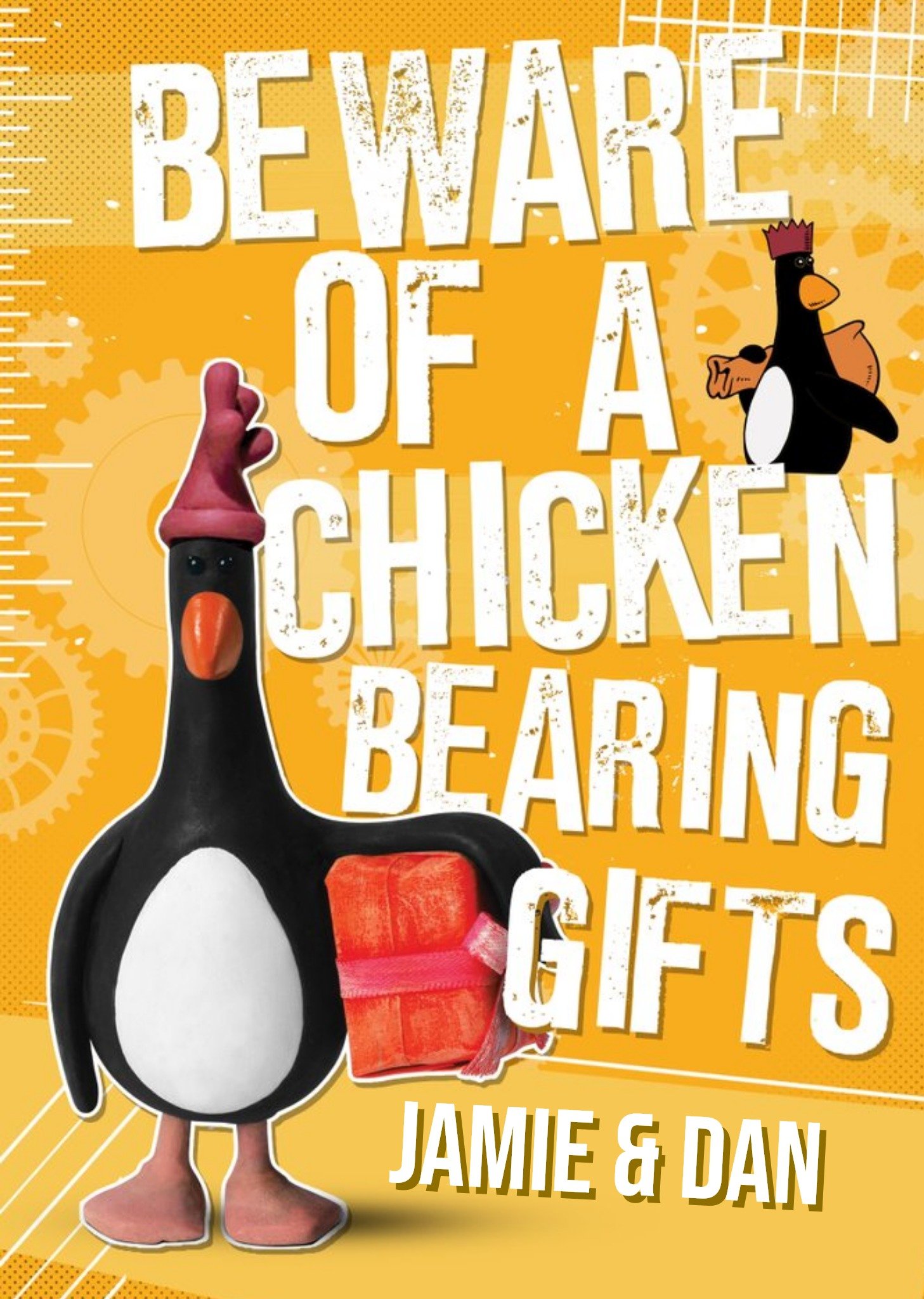 Wallace And Gromit Chicken Bearing Gifts Funny Christmas Card Ecard