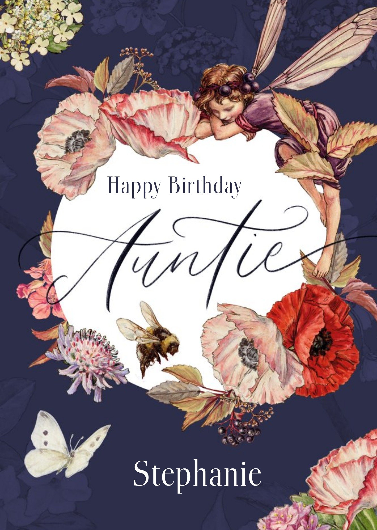 Flower Fairies Auntie Birthday Card, Large