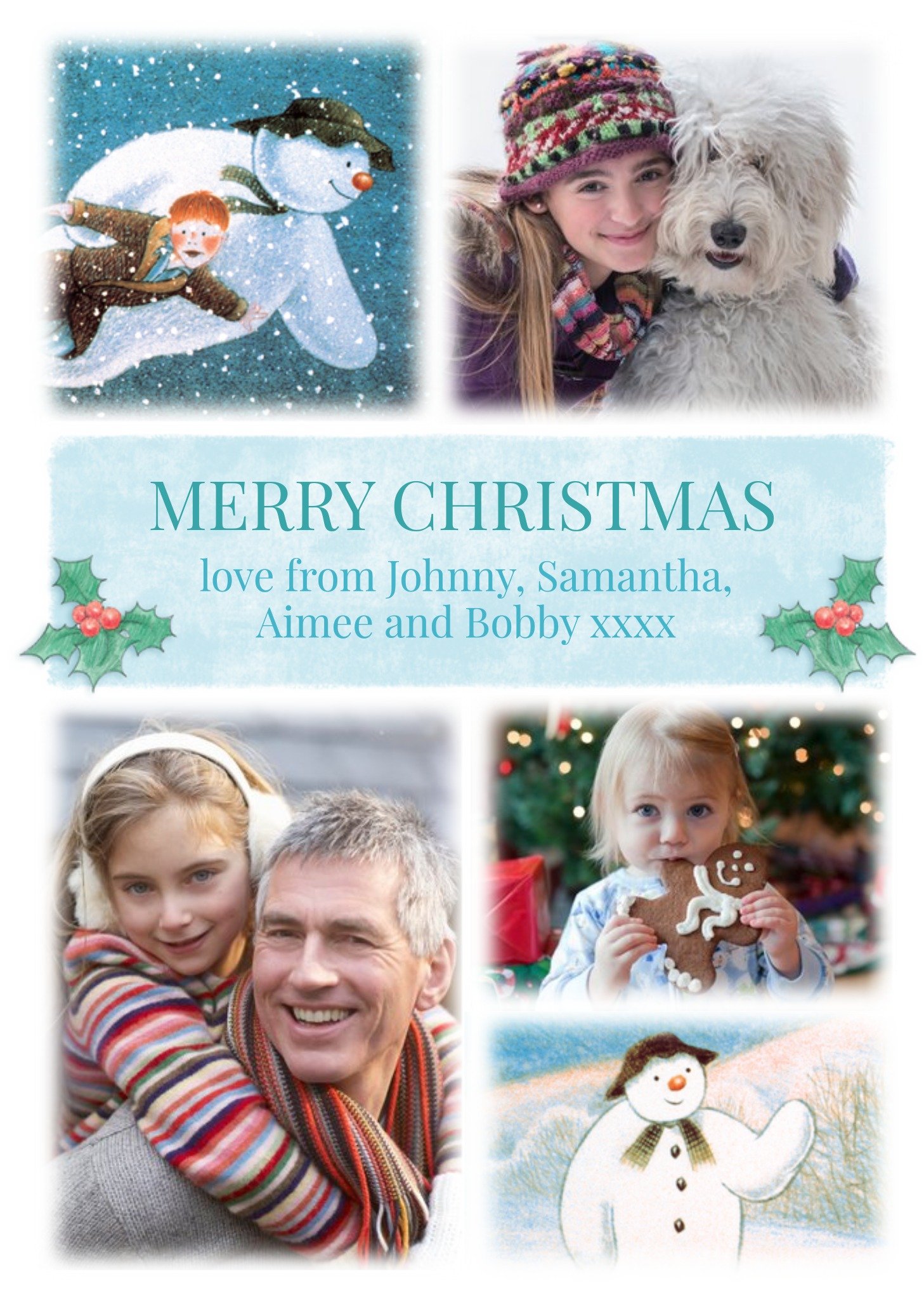 The Snowman Personalised 3 Photo Upload Merry Christmas Card Ecard