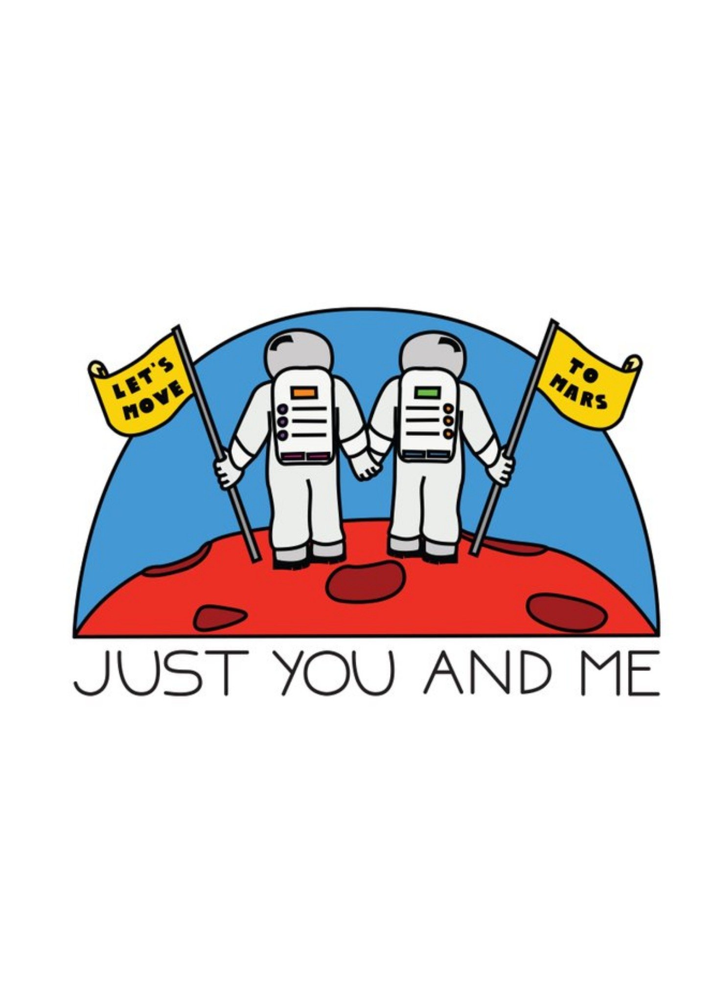 Illustration Of Two Astronauts On Mars Valentine's Day Card Ecard