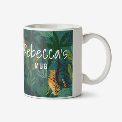 Tropical leaves Pattern Cheetah Illustrated Photo Upload Mug