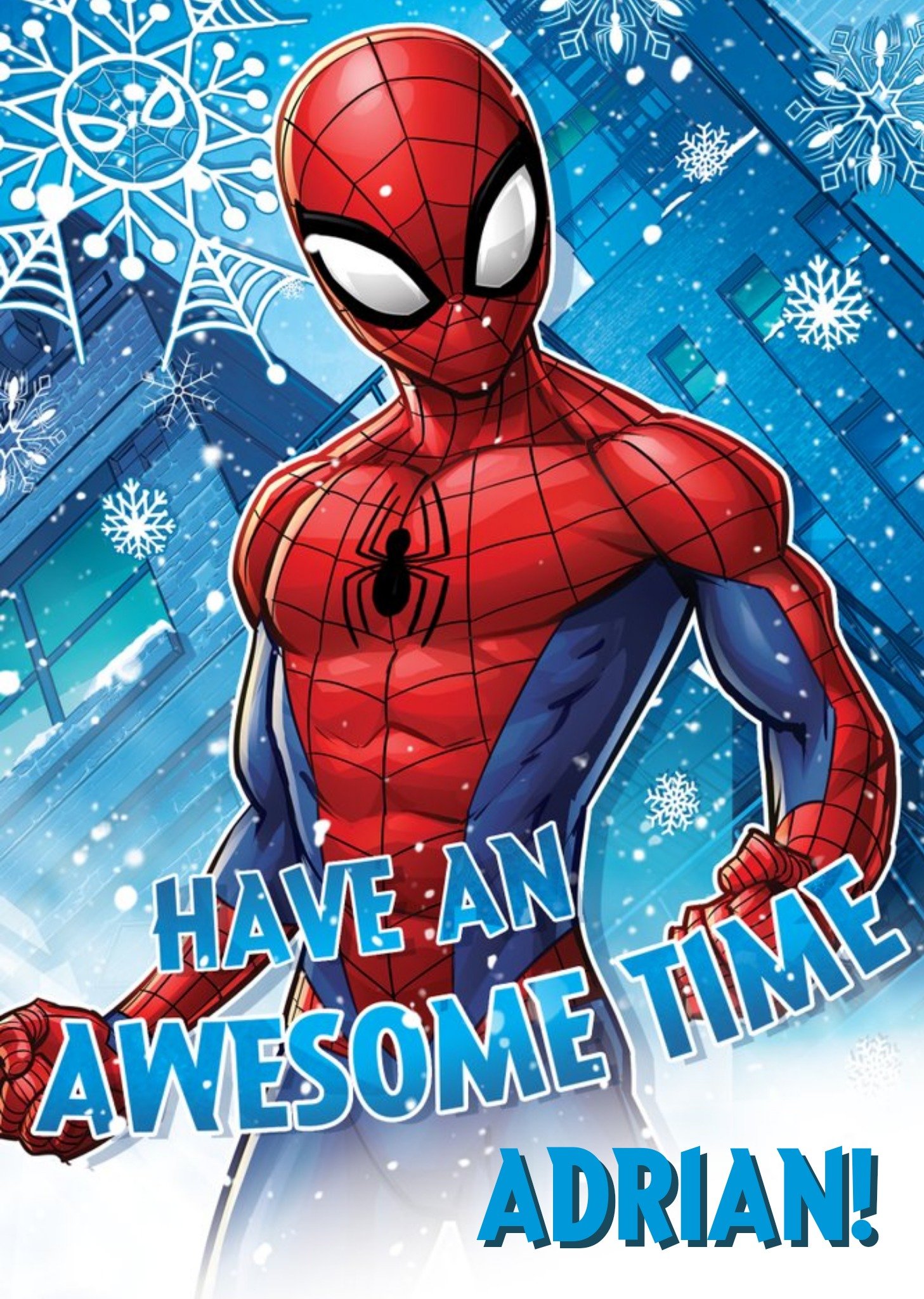 Marvel Spiderman Awesome Time Personalised Christmas Card Ecard