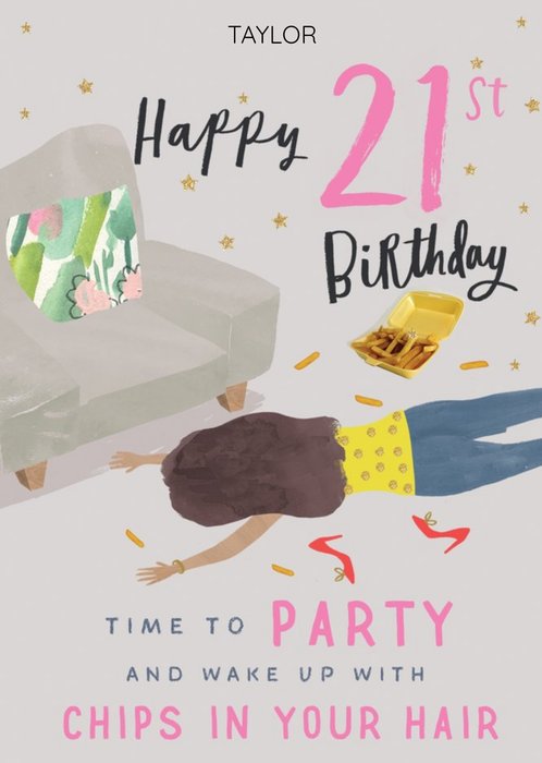 Illustrated 21st Birthday Card