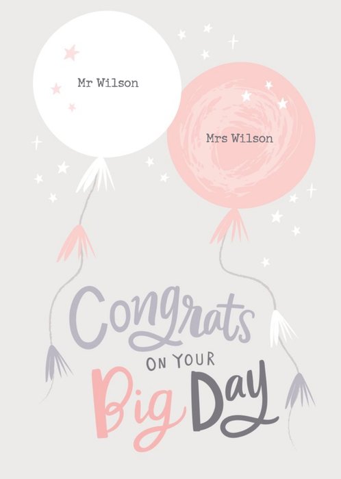 Illustrated Balloons Congrats Wedding Card
