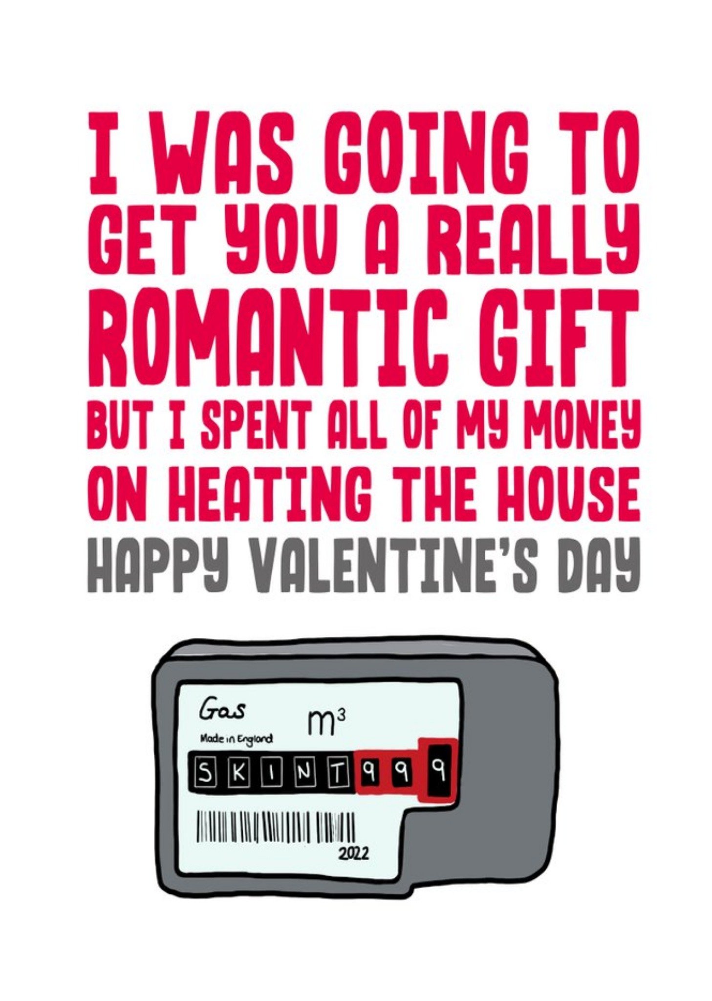 Filthy Sentiments Illustration Of A Gas Meter Funny Valentine's Day Card, Large