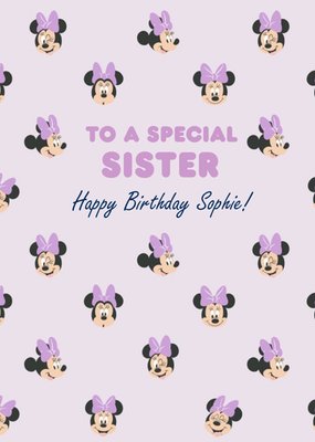 Disney Luxe Happy Birthday To A Special Sister Minnie Mouse Pattern Card