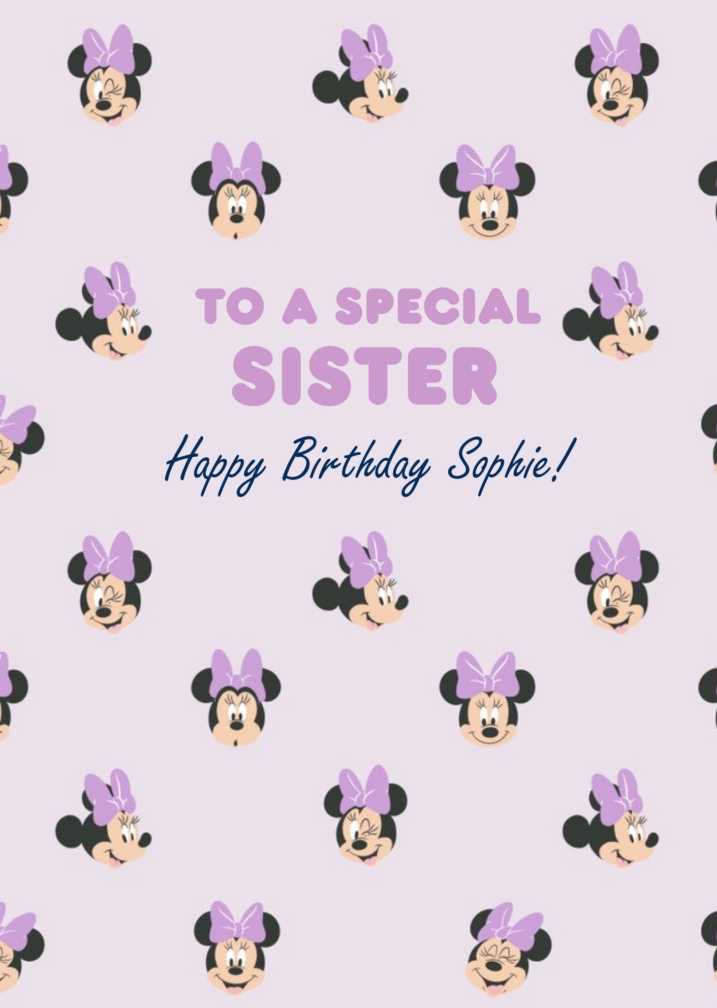 Disney Luxe Happy Birthday To A Special Sister Minnie Mouse Pattern Card, Large