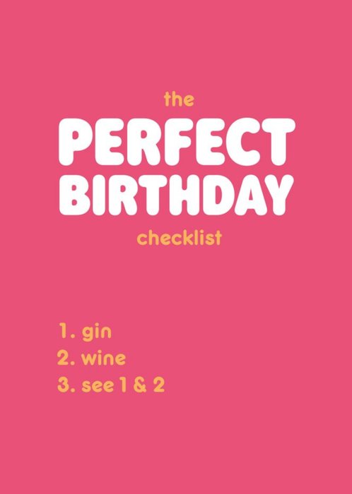 The Perfect Birthday Checklist Funny Graphic Typographic Birthday Postcard