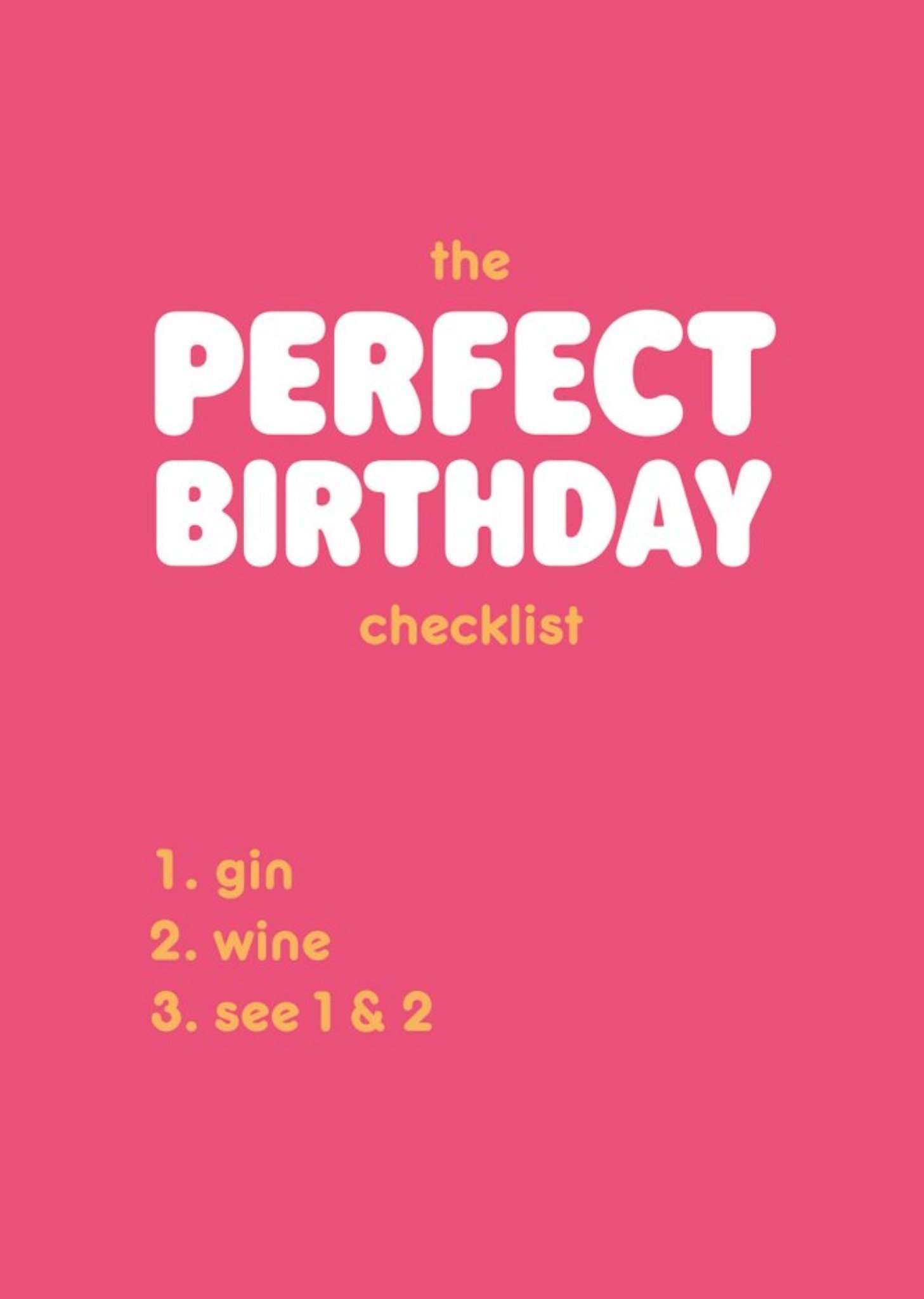 Moonpig The Perfect Birthday Checklist Funny Graphic Typographic Birthday Postcard