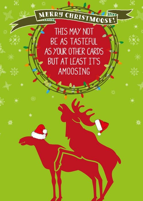 Animal Crackers Two Moose Amoosing Funny Christmas Card