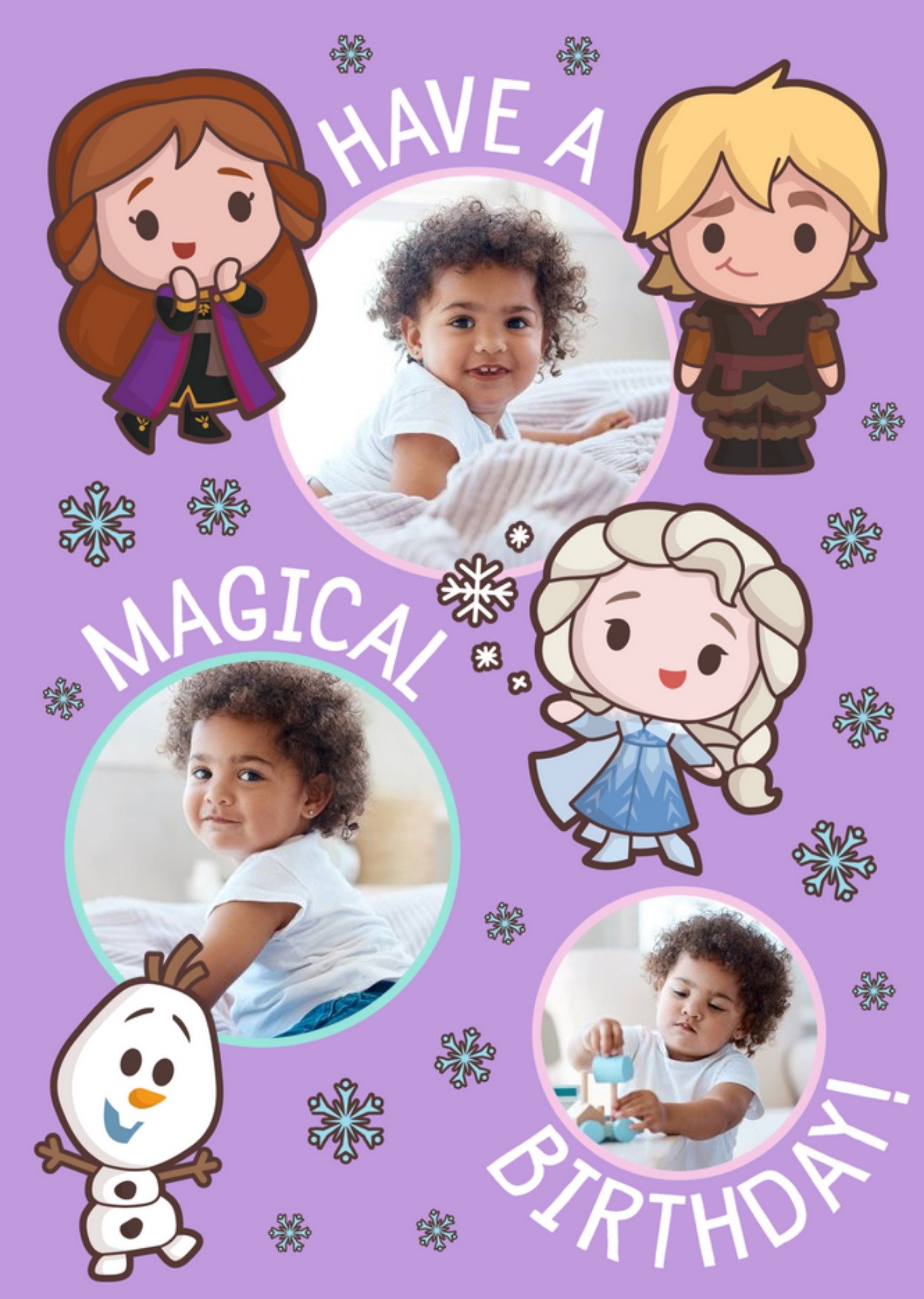 Elsa Olaf Kristof And Anna Magical Disney Frozen Photo Upload Birthday Card Ecard