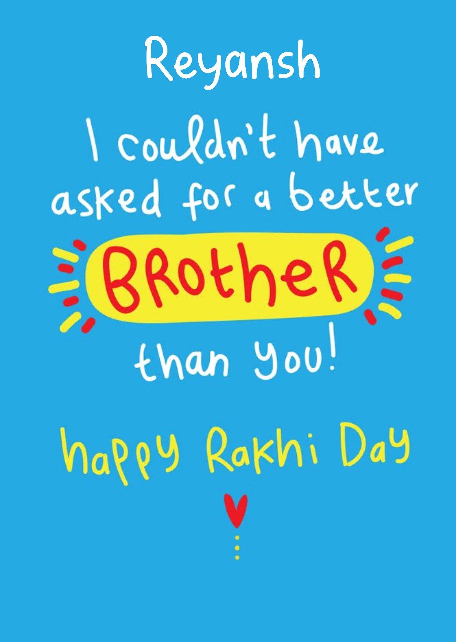 Moonpig The Playful Indian Bright Typographic Happy Rakhi Day Brother Card, Large