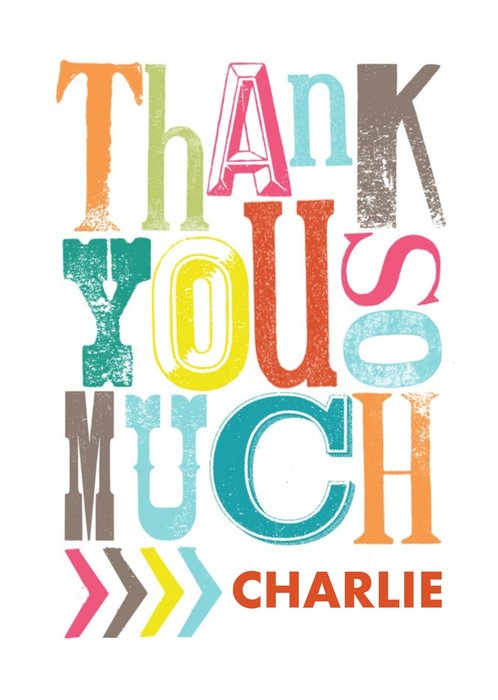 Colourful Trendy Lettering Personalised Thank You Card