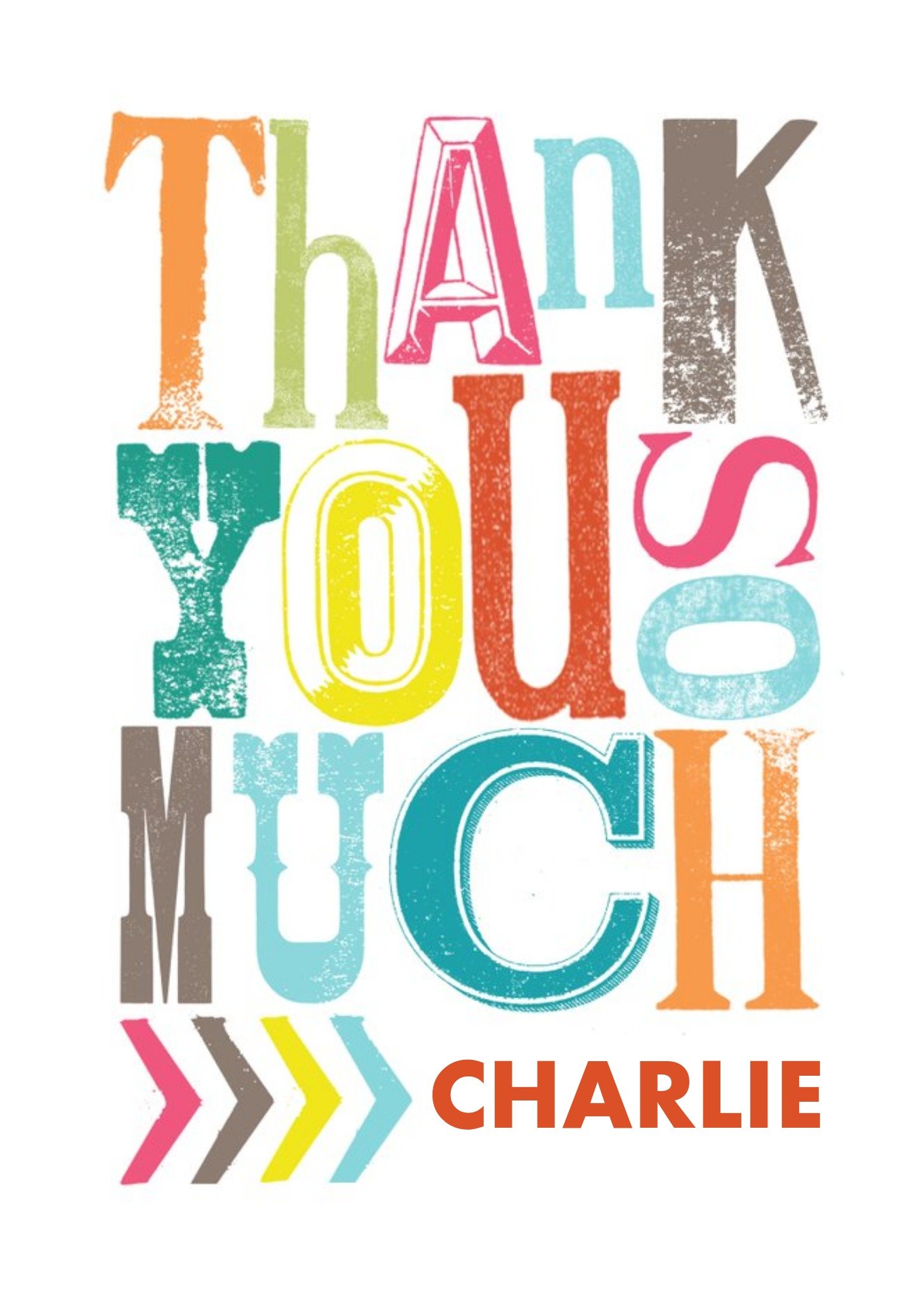 Colourful Trendy Lettering Personalised Thank You Card Ecard