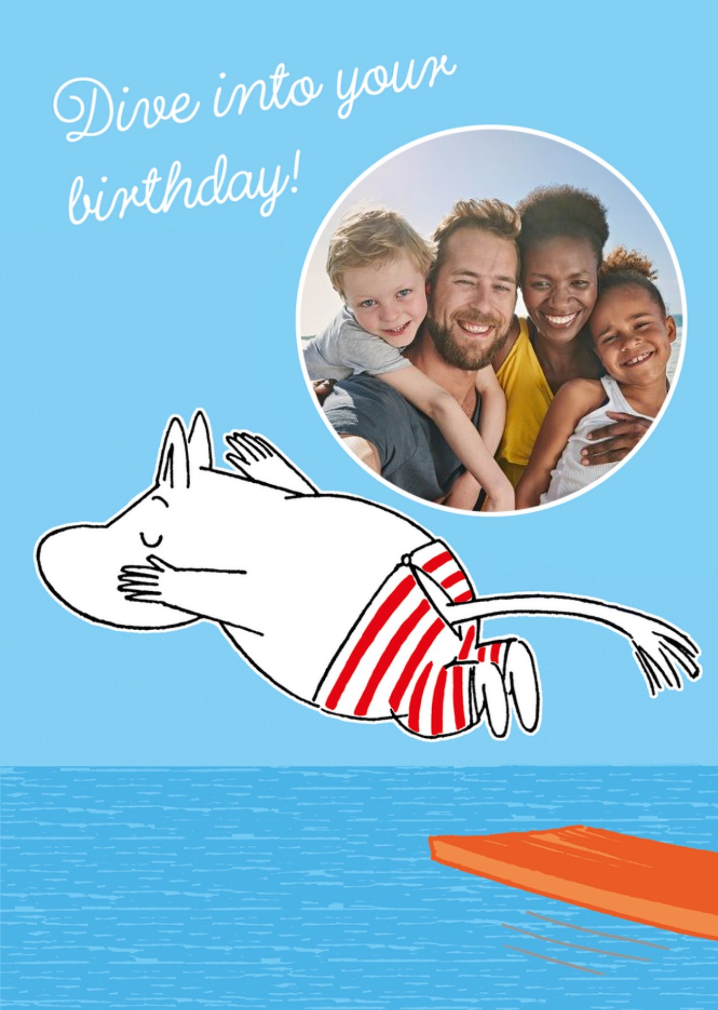 Moonpig Moomin Dive Into Your Birthday Photo Upload Card, Large