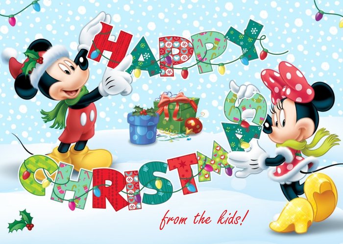 Mickey & Minnie Mouse Christmas Card From The Kids | Moonpig