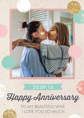 Printed Craft Paper Photo Upload Anniversary Card For Your Wife