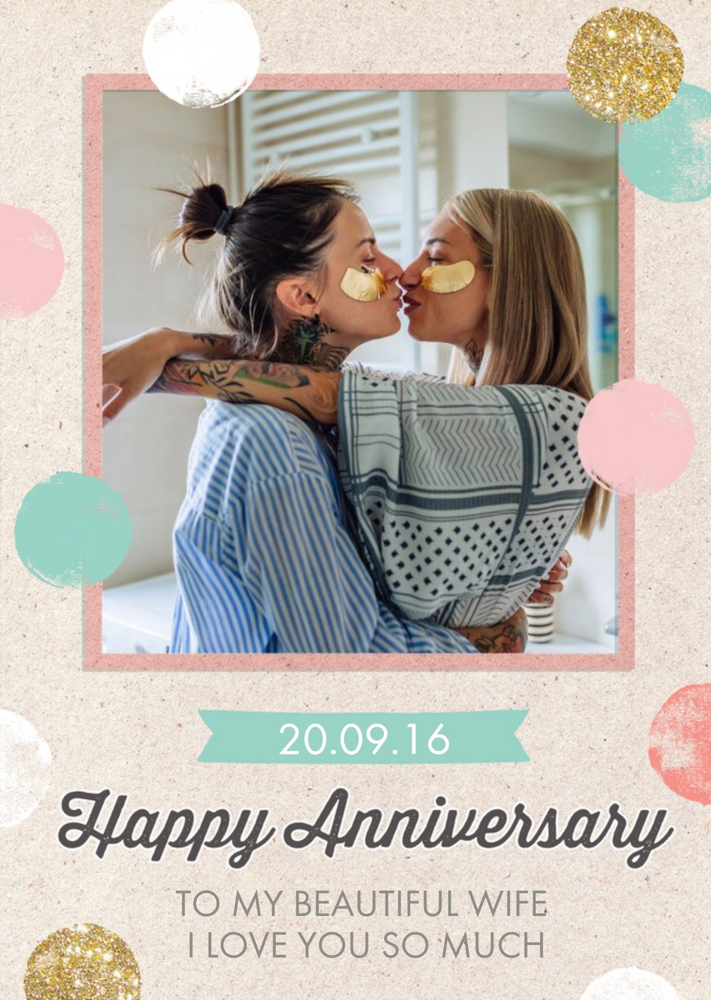 Printed Craft Paper Photo Upload Anniversary Card For Your Wife Ecard