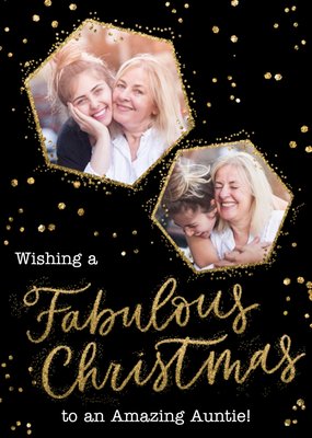 Metallic Gold Lettering Amazing Auntie Photo Upload Christmas Card