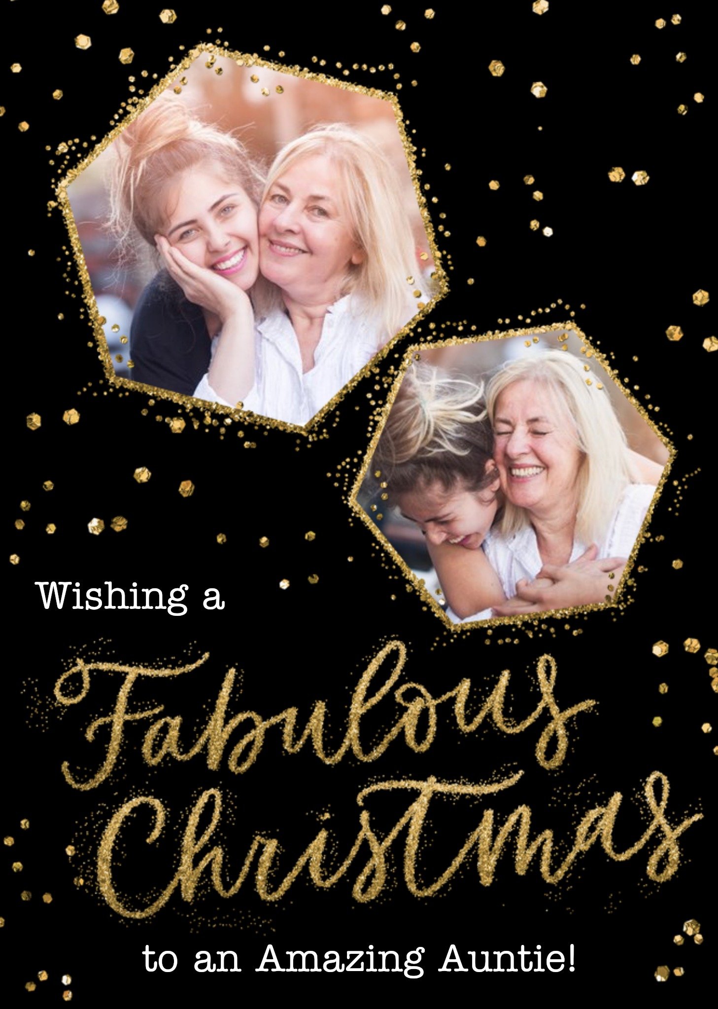 Moonpig Metallic Gold Lettering Amazing Auntie Photo Upload Christmas Card Ecard