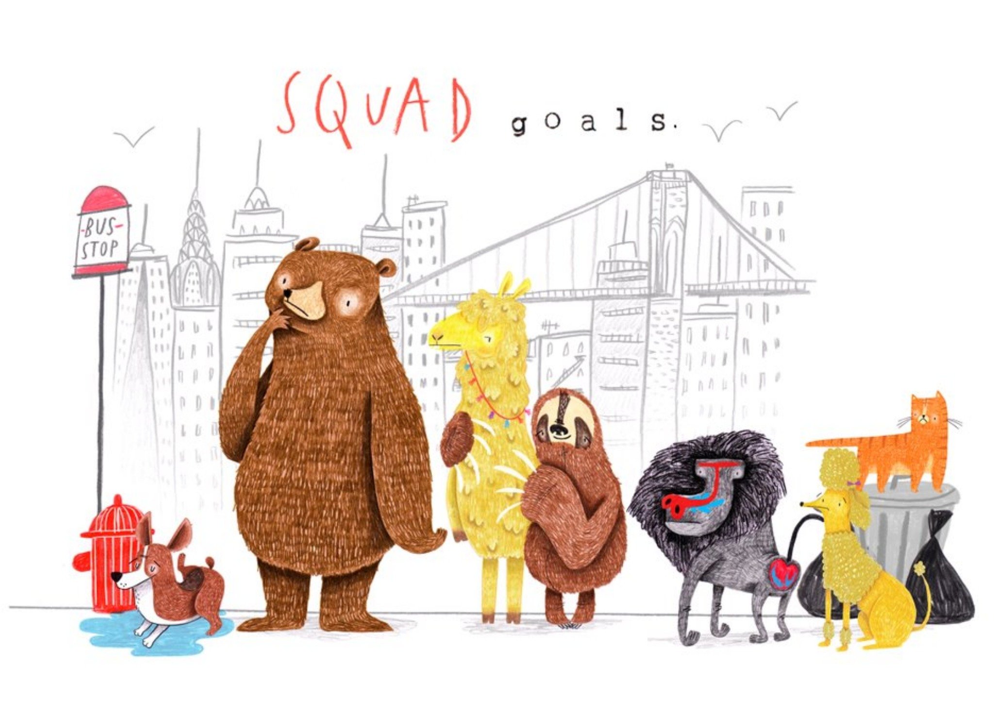 Moonpig Animal Birthday Card - Squad Goals Ecard