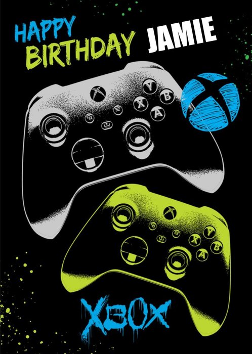 Graphic Xbox Controllers Happy Birthday Card