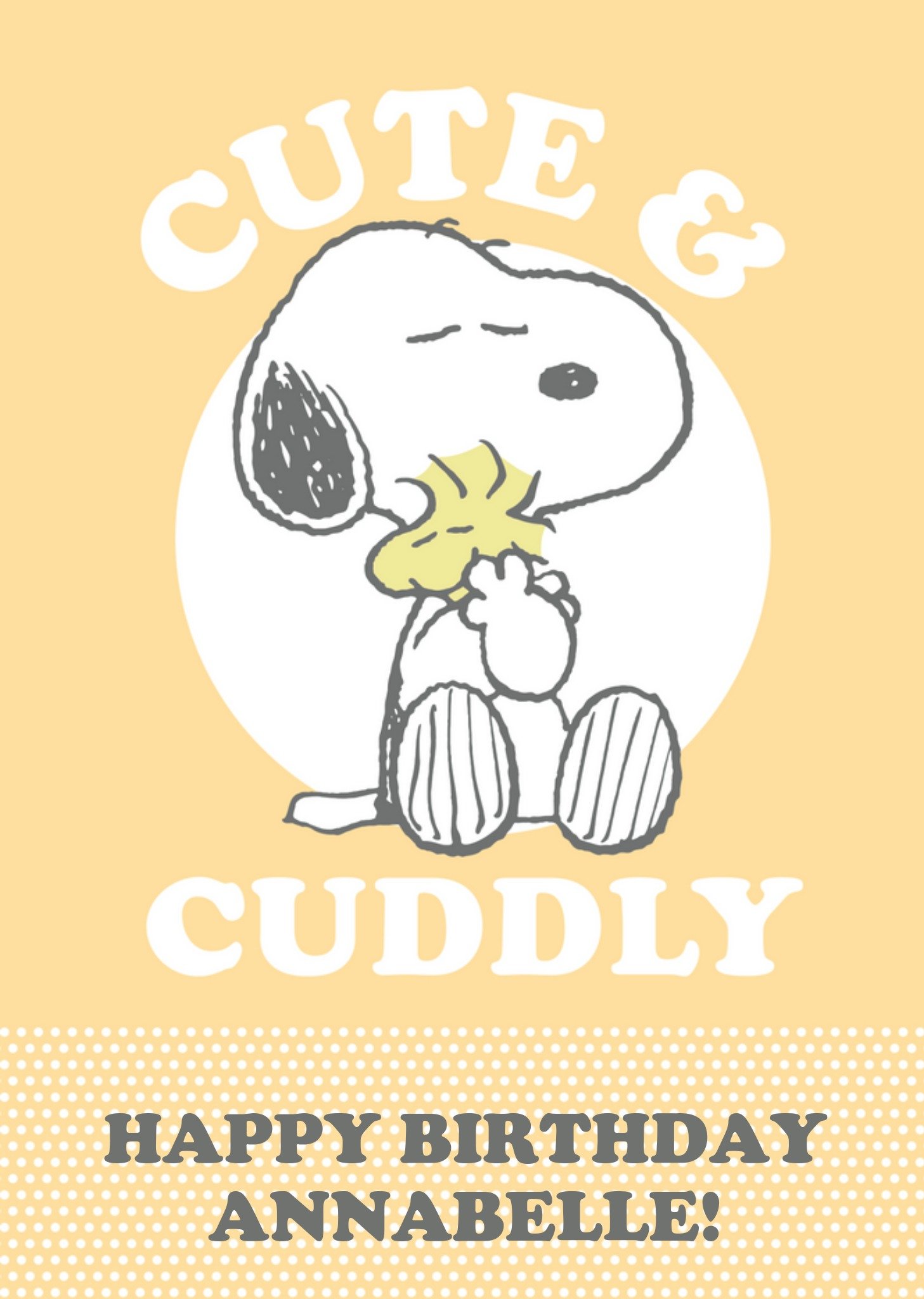 Moonpig Peanuts Cute And Cuddly Personalised Birthday Card Ecard