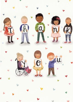 Illustration Of Children Holding Letter Signs Thank You Card