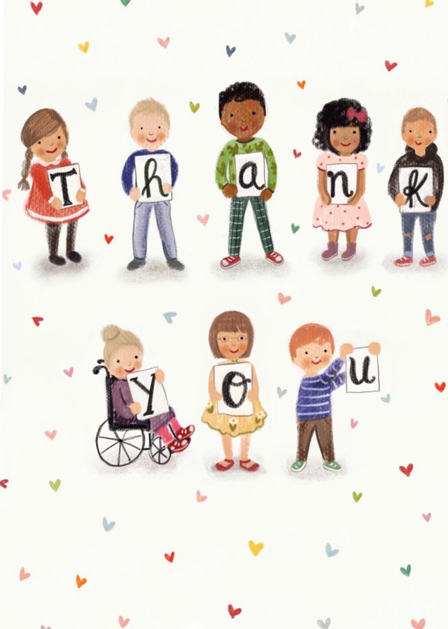 Illustration Of Children Holding Letter Signs Thank You Card Ecard