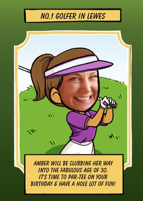Birthday Card - Face In The Hole - Female - Photo Upload - Sport - Golfer