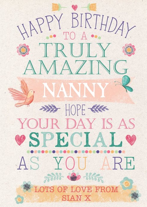 Happy Birthday Card -  Truly Amazing - Hope your day is as special