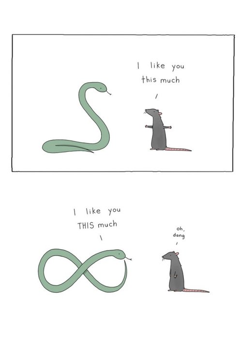 Modern Funny Illustration Animals Snake Rat I Like You This Much Anniversary Card